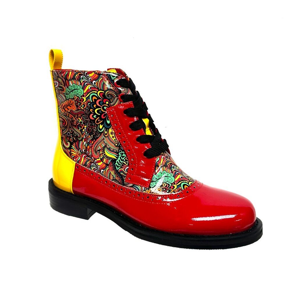 Contemporary Womens Unisex Warm LGBTQ Rainbow Pride Ankle Flat Red Boots